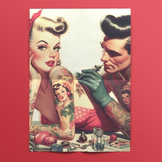 Vintage Altschule Tattoo Couple Illustration Seidenpapier