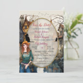 Vintage Altstadt Kunst Einladung (Stehend Vorderseite)