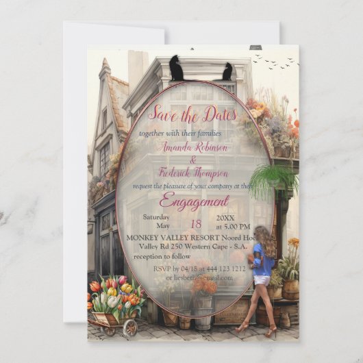 Vintage Altstadt Kunst Einladung (Vorderseite)