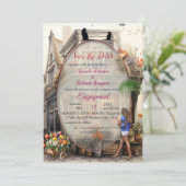 Vintage Altstadt Kunst Einladung (Stehend Vorderseite)