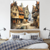 Vintage Altstadt Kunst Leinwanddruck (Insitu (Schlafzimmer))