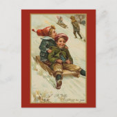 Vintage Altstadt Weihnachtsfeiertag Postkarte (Vorderseite)