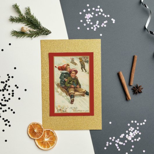 Vintage Altstadt Weihnachtsfeiertag Postkarte