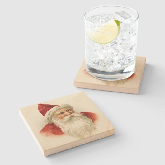 Vintage Altzeit Weihnachten Steinuntersetzer (Seitenansicht)