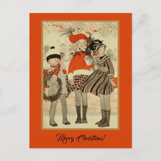 Vintage Altzeit Weihnachtskinder Postkarte (Vorderseite)