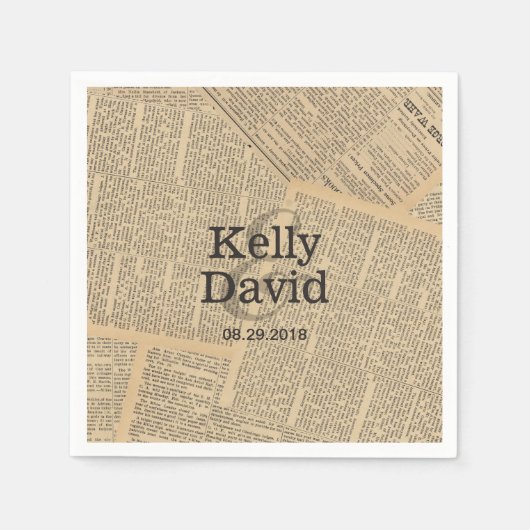 Vintage Altzeitenhochzeit Serviette (Vorderseite)