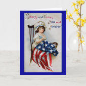 Vintage am 4. Juli Gruß-Karte 4 Karte (Gelbe Blume)