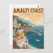 Vintage Amalfi Coast Travel Postkarte (Vorne/Hinten)