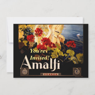 Vintage Amalfi Italia Reise-Grafikposter-Kunst Einladung