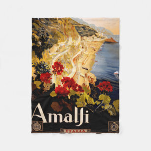 Vintage Amalfi Italia Reise-Grafikposter-Kunst Fleecedecke