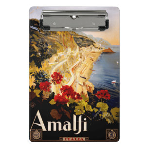 Vintage Amalfi Italia Reise-Grafikposter-Kunst Mini Klemmbrett