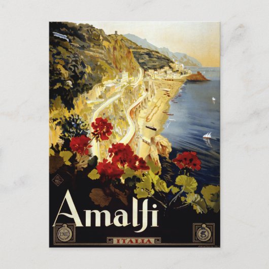 Vintage Amalfi Küste Italia Postkarte (Vorderseite)