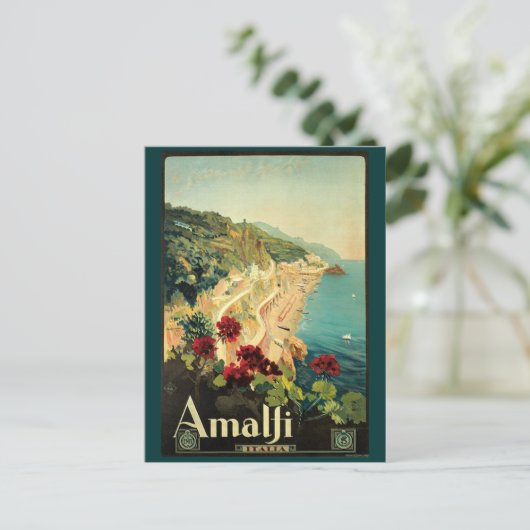Vintage Amalfi-Reisewerbung Postkarte (Stehend Vorderseite)
