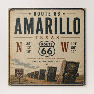Vintage Amarillo Route 66 Roadtrip Puzzle