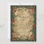 Vintage Amaryllis Holly Christmas Einladung (Vorderseite)