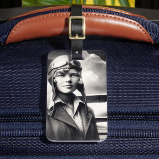 Vintage Amelia Earhart Female Aviator Adventurer Gepäckanhänger