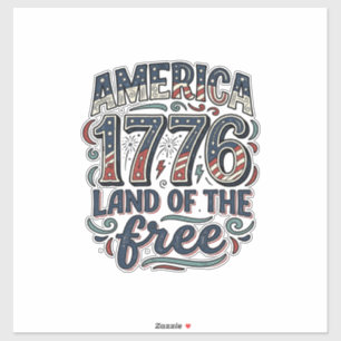 Vintage America 1776 Land der Freien Shirts-Design Aufkleber