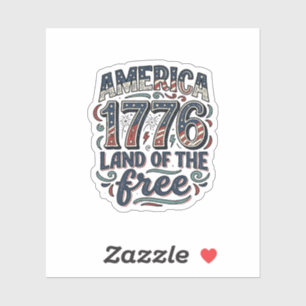 Vintage America 1776 Land der Freien Shirts-Design Aufkleber