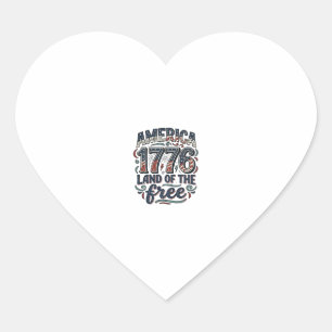 Vintage America 1776 Land der Freien Shirts-Design Herz-Aufkleber