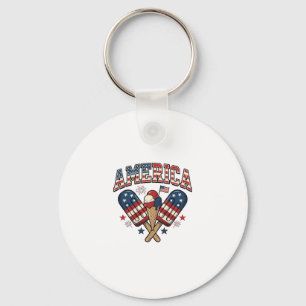 Vintage America Eiscreme Patriotisches-Shirt-Desig Schlüsselanhänger