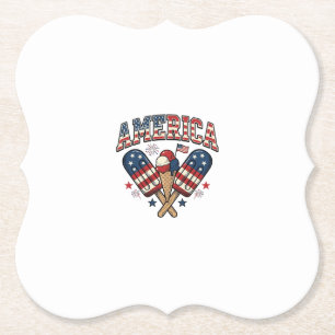 Vintage America Eiscreme Patriotisches-Shirt-Desig Untersetzer