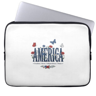 Vintage America Floral Butterfly Patriotisches Hem Laptopschutzhülle