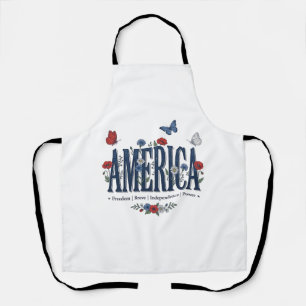 Vintage America Floral Butterfly Patriotisches Hem Schürze