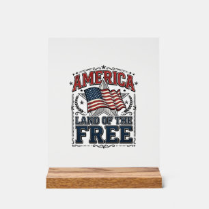 Vintage America Land Of The Free Patriotisches T-S Acrylschild