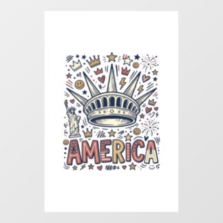 Vintage America Liberty Crown Patriotes T-Shirt De Fensteraufkleber