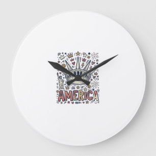 Vintage America Liberty Crown Patriotes T-Shirt De Große Wanduhr