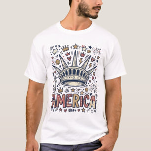 Vintage America Liberty Crown Patriotisches Shirt 