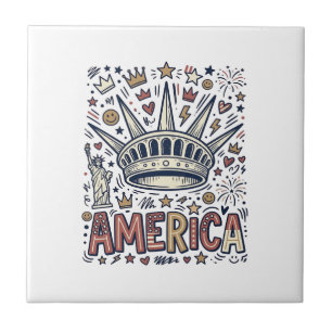 Vintage America Liberty Crown Patriotisches Shirt  Fliese
