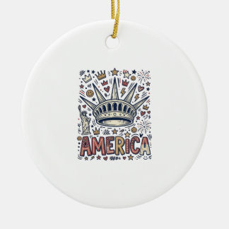 Vintage America Liberty Crown Patriotisches Shirt  Keramik Ornament
