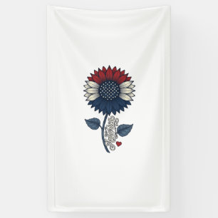 Vintage America Sonnenblume Patriotisches Shirt-De Banner