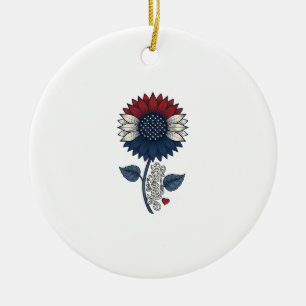 Vintage America Sonnenblume Patriotisches Shirt-De Keramik Ornament