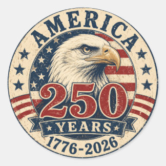 Vintage American Eagle 250. Jubiläum Patriotin Runder Aufkleber