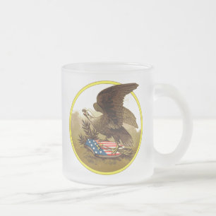 Vintage American Eagle Mattiert Glass Tasse