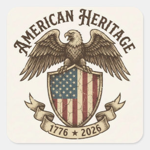 Vintage American Eagle Schild 2026 Semiquincentenn Quadratischer Aufkleber