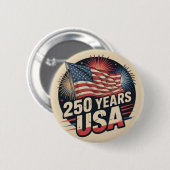 Vintage American Flag 250 Years USA Button (Vorne & Hinten)