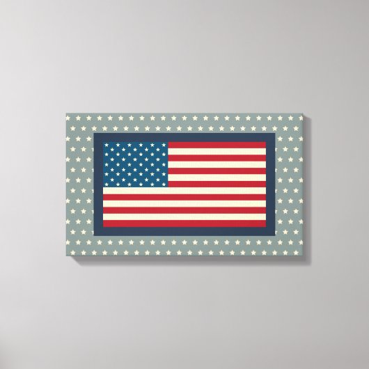 Vintage American Flag Art Canvas Print Leinwanddruck (Vorderseite)