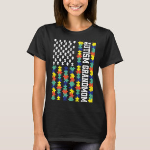 Vintage American Flag Autism Grandmom Autism Aware T-Shirt