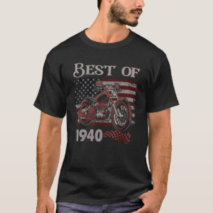 Vintage American Flag Best Of 1940 Motorrad Geburt T-Shirt