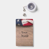 Vintage American Flag Border Ausweis (Vorderseite mit Ausziehbar)