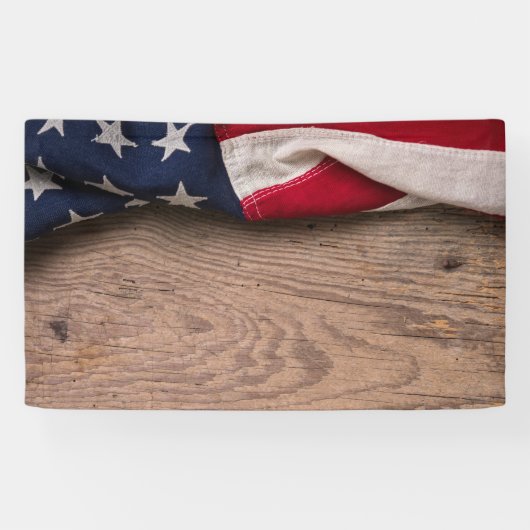 Vintage American Flag Border Banner (Horizontal)