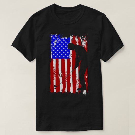 Vintage American Flag Golf Men Women  T-Shirt (Design vorne)