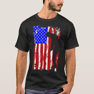 Vintage American Flag Golf Men Women  T-Shirt