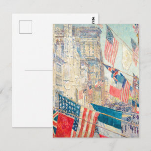 Vintage American Flag NYC 5th Ave Patriotische Kun Postkarte