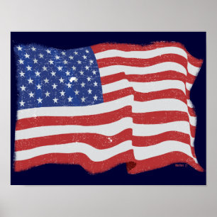 Vintage American Flag Posters Poster