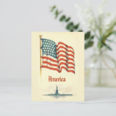 Vintage American Flag Postkarte (Stehend Vorderseite)