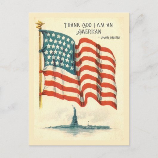 Vintage American Flag Statue of Liberty Blank Postkarte (Vorderseite)